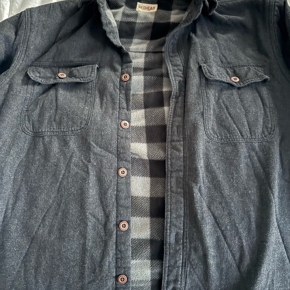 RedHead Gray Shirt Jacket with Black Plaid